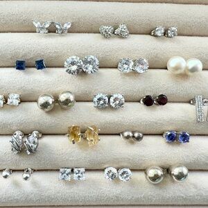 Earring Lot Vintage Sterling Silver – 20 Pairs Studs